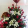 24 Rosas con Lilys, Peluche y Globo - Flores, Florería, Floristería