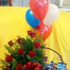 Botanero con Rosas y Globos - Flores, Florería, Floristería