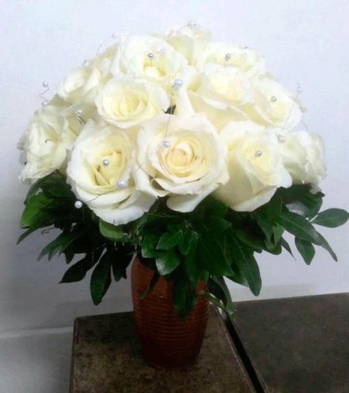 Ramo de Novia con Rosas y Perlitas - Flores, Florería, Floristería