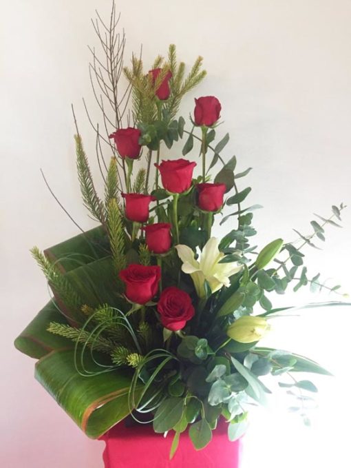 9 Rosas con 2 Lilys - Flores, Florería, Floristería