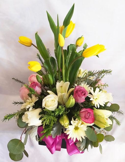 Tulipanes con Rosas y Lilis - Flores, Florería, Floristería