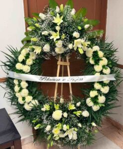 Corona Fúnebre Blanca de Dos Copas - 26AG14